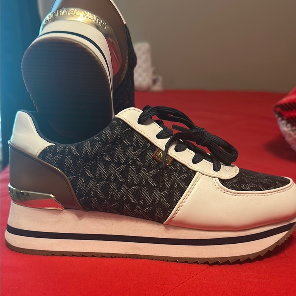 Michael Kors Black and White Platform Sneakers